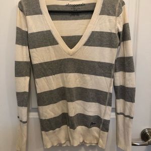 Gray/Off White Striped Sweater